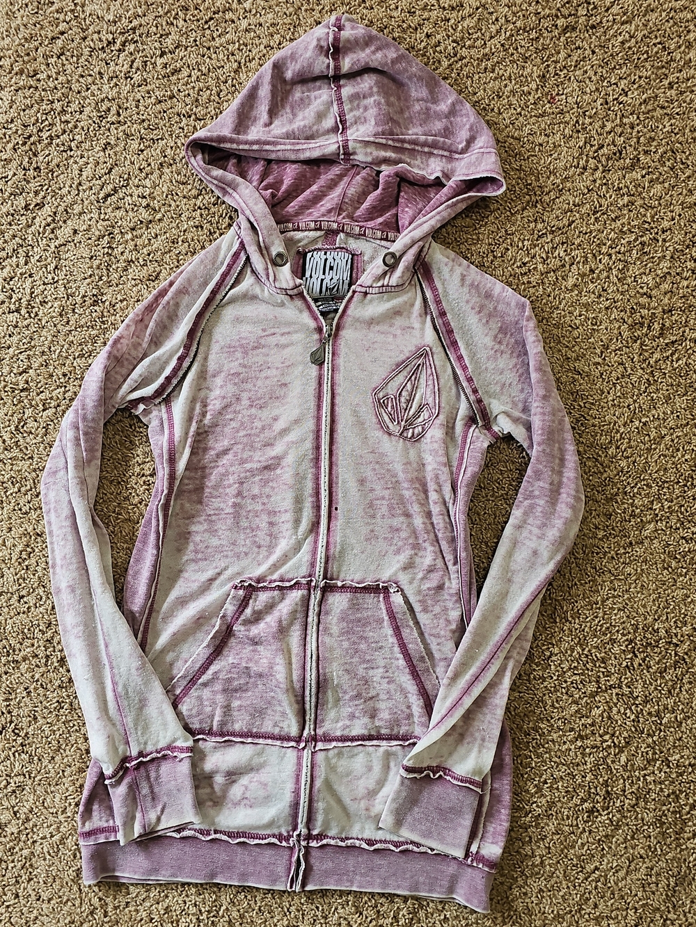Volcom Washed Pink Zip-Up Hoodie